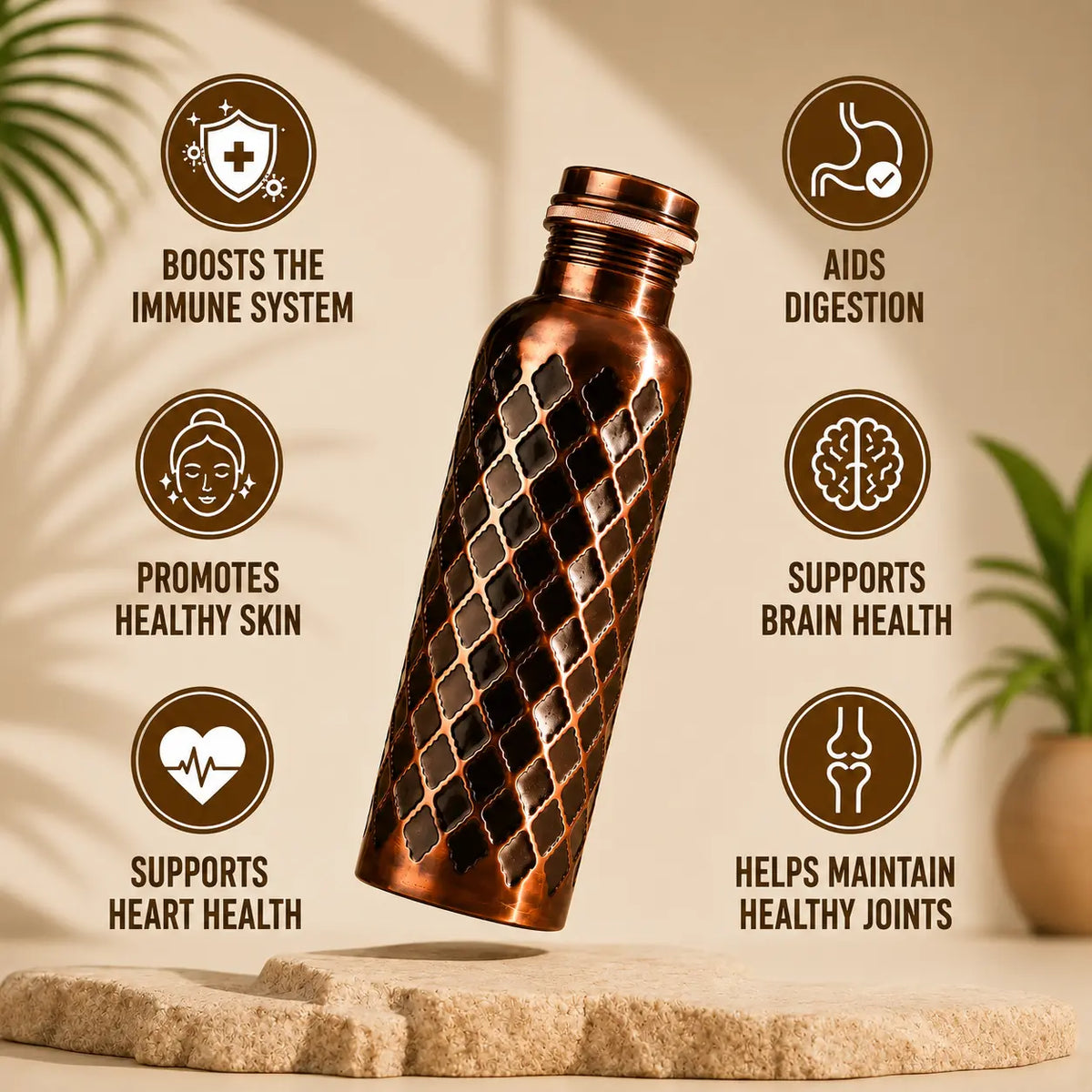 Alma Pure™ Diamond – 99.9% Pure Copper Bottle