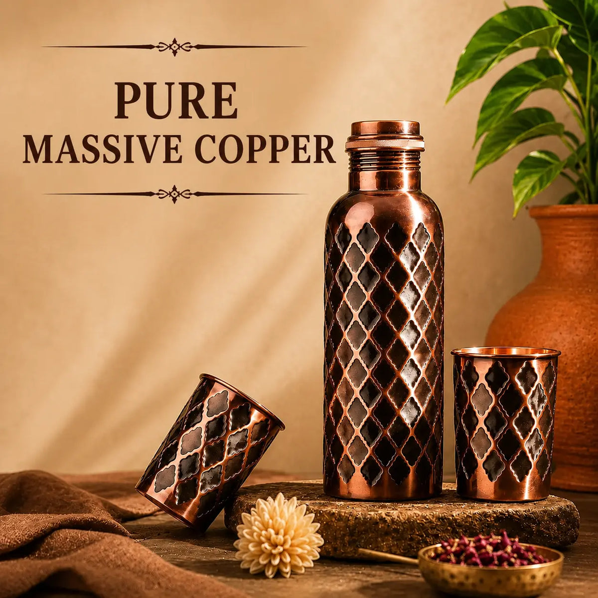 Alma Pure™ Diamond – 99.9% Pure Copper Bottle