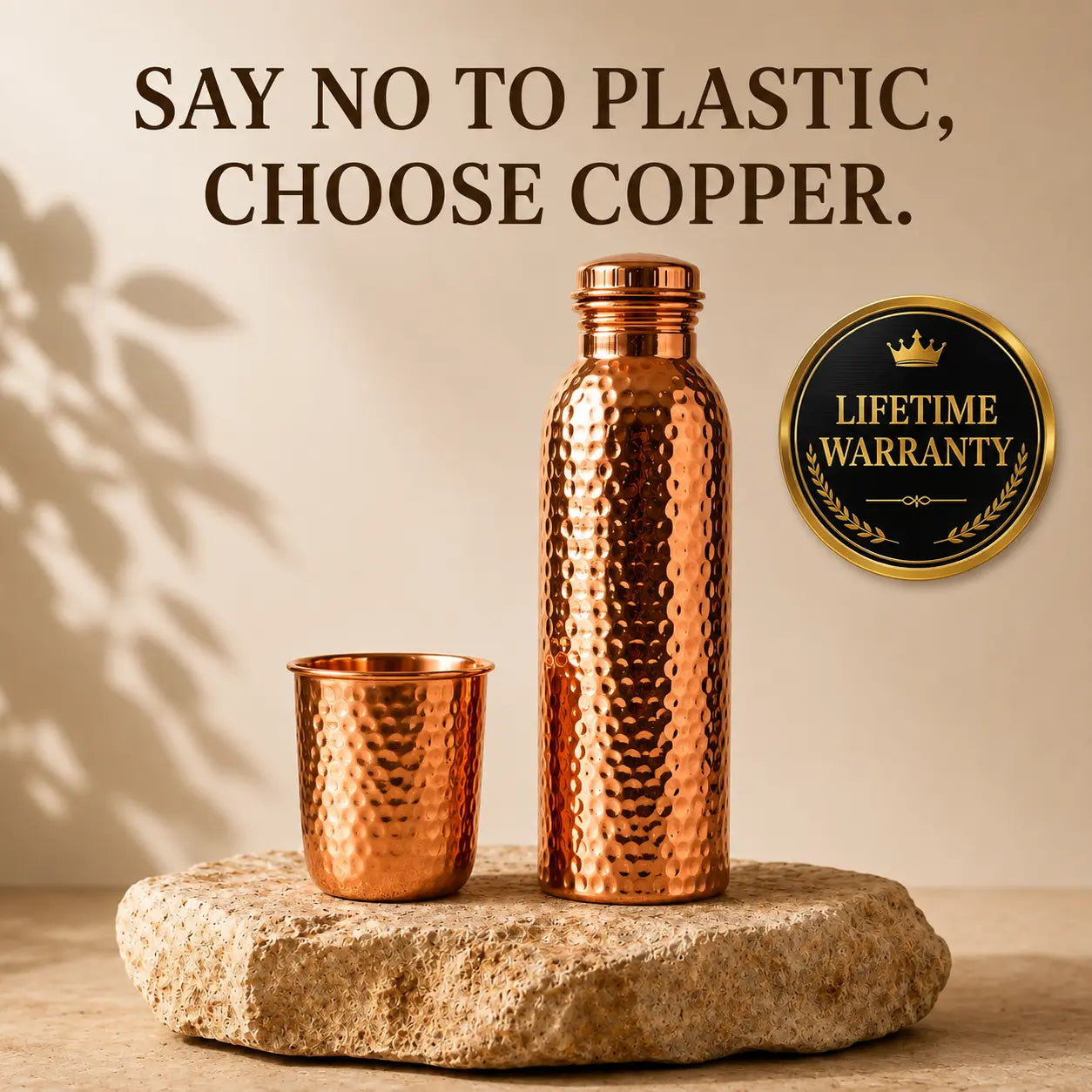 Alma Pure™ – Hammered Copper Bottle for Naturally Pure Water