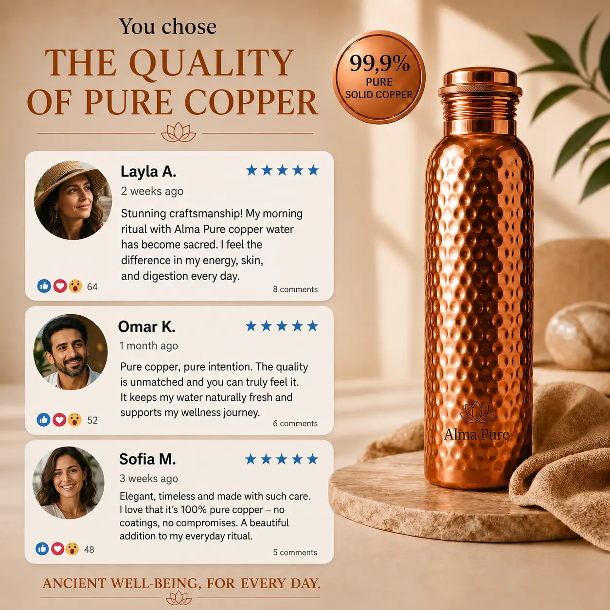 Alma Pure™ – Certified Pure Copper Water Bottles - Heritage Edition